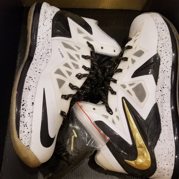LEBRON X P.S. ELITE+ \'WHITE GOLD BLACK\' - Size 9.5 main image 7